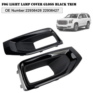 2015-2018 Yukon XL (submodel: Denali, SLE, SLT) Fog Light Lamp Cover Gloss Black Trim Pair 22936426 22936427 Generic