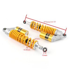 375mm 14.75" Rear Shock Absorbers Dirtbike Gokart Universal Fit Pair Yellow