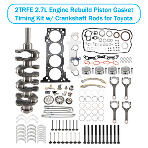 2005-2015 TOYOTA TACOMA 2.7L 2TRFE 2.7L Engine Rebuild Piston Gasket Timing Kit w/ Crankshaft Rods Generic