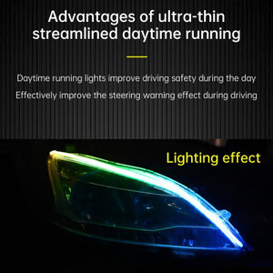 Ultra Thin Car LED Headlight Daytime Running Iridescent Light Eyebrow Strip With Remote control 45cm