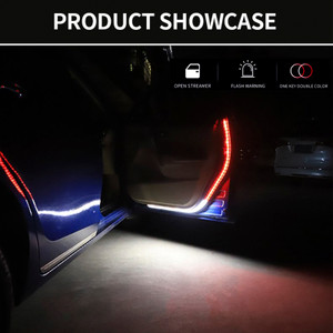 Car Door Decoration Light Strips Warning Flashing Red White Lamp 1.2m