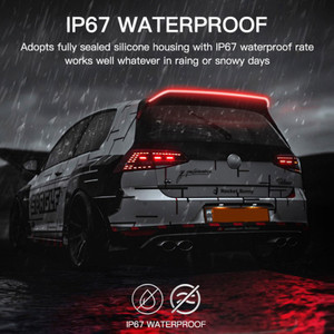 Car Tail Streamer Lamp Carbon Fiber LED Light Rear Wing Spoiler Lip Brake Trunk Red 1.3M