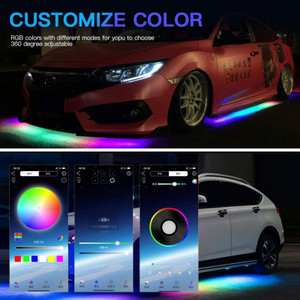 4Pcs LED Chassis Light Modified With Fantasy Ambient Light APP Controller 60cm*2+90cm*2
