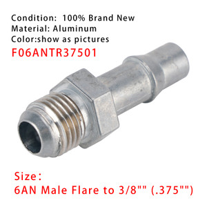 6AN Male Flare to 3/8" (.375") Transmission Cooler Quick Disconnect Adapter Fitting F06ANTR37501