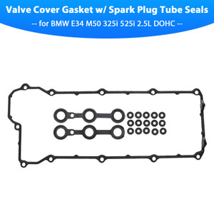 1993 525iT E34 M50B25 2.5L Valve Cover Gasket w/ Spark Plug Tube Seals 11121738701 Generic
