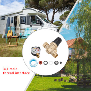RV Water Pressure Regulator For RV Camper. Brass Lead-Free Adjustable Camper Water Pressure Regulator with 0-160 PSI Gauge Reducer Valve W Filter