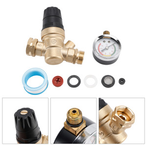 RV Water Pressure Regulator For RV Camper. Brass Lead-Free Adjustable Camper Water Pressure Regulator with 0-160 PSI Gauge Reducer Valve W Filter