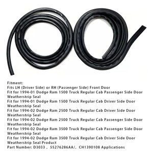 1994-2002 Dodge Ram 1500/2500/3500 2PCS Front Door Weatherstrip Seal 55276286AA Generic