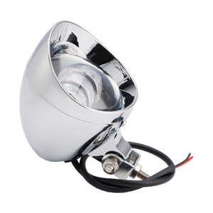 Motorcycle Beam Headlight Fog Lamp Custom Chrome Fits For Racer Bobber Chopper
