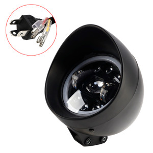 9-Bulbs Beam Headlight Fog Lamp Custom Fits Black For Racer Bobber Chopper