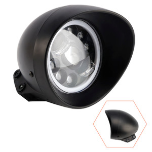9-Bulbs Beam Headlight Fog Lamp Custom Fits Black For Racer Bobber Chopper