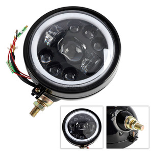 9-Bulbs Beam Headlight Fog Lamp Custom 5.75" Black For Racer Bobber Chopper