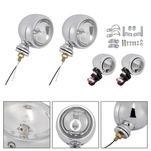 Motorcycle Beam Headlight Fog Lamp Custom Chrome #D19 For Racer Bobber Chopper