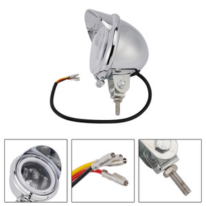 Motorcycle Beam Headlight Fog Lamp Custom Chrome #D62 For Racer Bobber Chopper