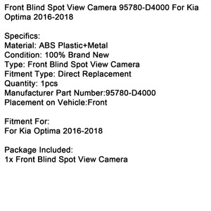 2016-2018 Kia Optima Front Blind Spot View Camera 95780-D4000 Generic
