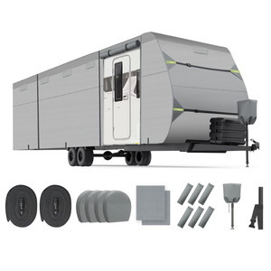 5 Layers Camper Cover 27'-30' Travel Trailer RV Cover Windproof Extra Thick with Adhesive Repair Patches