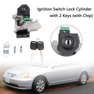 2001-2005 Honda Civic 1.7L Ignition Switch Lock Cylinder with 2 Keys (with Chip) Generic