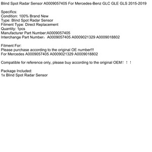 2015-2019 Mercedes-Benz GLC GLE GLS Blind Spot Radar Sensor A0009057405 Generic