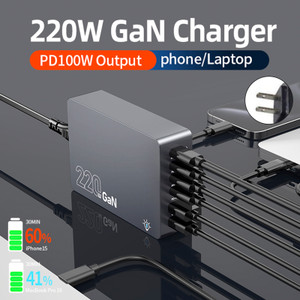F8A Desktop Charging Station USB 6-Port Fast Charger PD100W Charging Stand Smart Charger US Plug