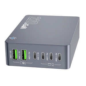 F8A Desktop Charging Station USB 6-Port Fast Charger PD100W Charging Stand Smart Charger UK Plug