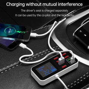 Car Charger USB Charger PD5V1A QC3.0 Display  Small Car 8 Port Car Charger Car cigarette lighter