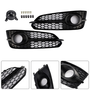 2015-2017 Audi A8 S8 2PCS Black Front Fog Grille Gloss Black Generic