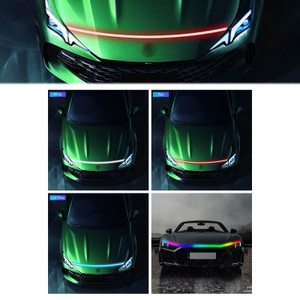 Car Hood LED Daytime Running Light Strip Flexible Dynamic Scan Start Up Single Color-White 1.8m