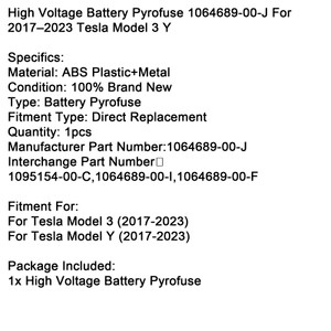 2017-2023 Tesla Model 3/Y High Voltage Battery Pyrofuse 1064689-00-J Generic