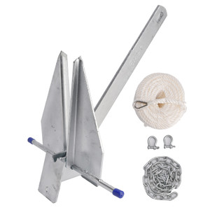 10 Lbs Steel Slide Anchor Hot-Dipped Anchor Kit Chain&Rope Set Silver For Boat