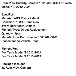 2012-2021 Tesla Model S X Rear View BackUp Camera 1061269-00-C Generic