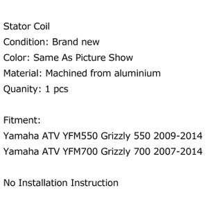 Stator Coil For Yamaha ATV YFM550 Grizzly 550 (09-14) ATV YFM700 Grizzly 700 (07-14)