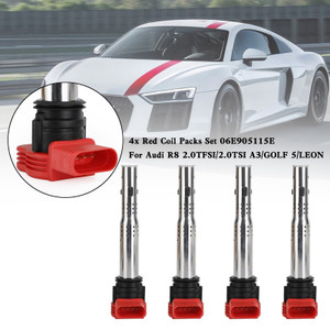4x Red Coil Packs Set 06E905115E For Audi R8 2.0TFSI/2.0TSI A3/GOLF 5/LEON