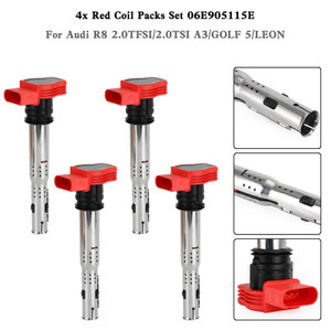 4x Red Coil Packs Set 06E905115E For Audi R8 2.0TFSI/2.0TSI A3/GOLF 5/LEON