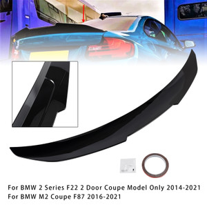 2014-2021 BMW 2 Series F22 2 Door Coupe Model Rear Boot Spoiler Gloss Black Generic