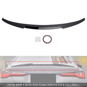 2021-2025 BMW 4 Series G26 Gran Coupe M4 Style Rear Boot Spoiler Gloss Black Generic