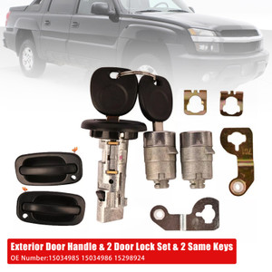 2003-2006 Chevy Avalanche Silverado Suburban Tahoe Exterior Door Handle & 2 Door Lock Set & 2 SAME KEYS