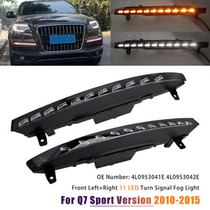2010-2015 Audi Q7 Sport Version Front Bumper 11 LED Turn Signal Fog Light 4L0953041E 4L0953042E White+Amber Generic