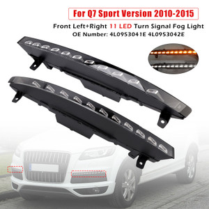 2010-2015 Audi Q7 Sport Version Front Bumper 11 LED Turn Signal Fog Light 4L0953041E 4L0953042E White+Amber Generic
