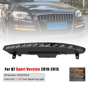 2010-2015 Audi Q7 Sport Version Front Left Bumper 11 LED Turn Signal Fog Light 4L0953041E White+Amber Generic