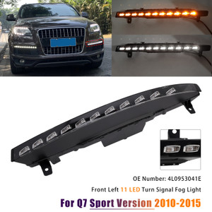 2010-2015 Audi Q7 Sport Version Front Left Bumper 11 LED Turn Signal Fog Light 4L0953041E White+Amber Generic