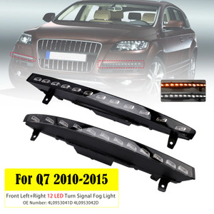 2010-2015 Audi Q7 Front Bumper 12 LED Turn Signal Fog Light 4L0953041D 4L0953042D Generic