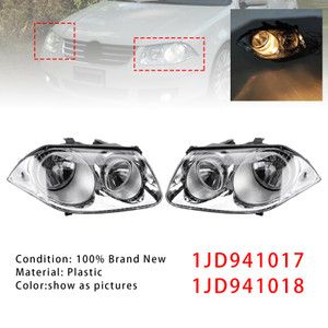 2006-2011 VW Bora GLI Left+Right Headlight Lamp 1JD941017 1JD941018 Black Generic