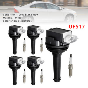2012-2016 Volvo S60 2.5L L5 5x Ignition Coil Pack UF517+Spark Plugs Generic