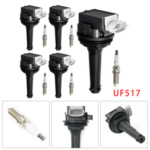 2012-2016 Volvo S60 2.5L L5 5x Ignition Coil Pack UF517+Spark Plugs Generic