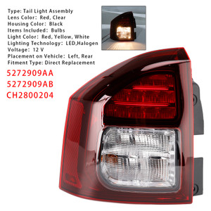2014-2017 Jeep Compass Left Rear Tail Light Rear Lamp Assembly 5272909AA Generic