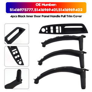 2007-2013 BMW E70 X5 SAV 4pcs Black Inner Door Panel Handle Pull Trim Cover 51416975777 51416969401 51416969402*2 Generic