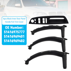 2007-2013 BMW E70 X5 SAV 4pcs Black Inner Door Panel Handle Pull Trim Cover 51416975777 51416969401 51416969402*2 Generic