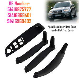 2008-2014 BMW E71/E72 X6 SAV 4pcs Black Inner Door Panel Handle Pull Trim Cover 51416975777 51416969401 51416969402*2 Generic