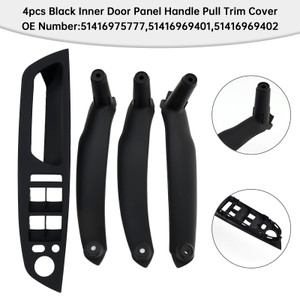 2008-2014 BMW E71/E72 X6 SAV 4pcs Black Inner Door Panel Handle Pull Trim Cover 51416975777 51416969401 51416969402*2 Generic