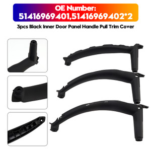 2008-2014 BMW E71/E72 X6 SAV 3pcs Black Inner Door Panel Handle Pull Trim Cover 51416969401+51416969402*2 Generic